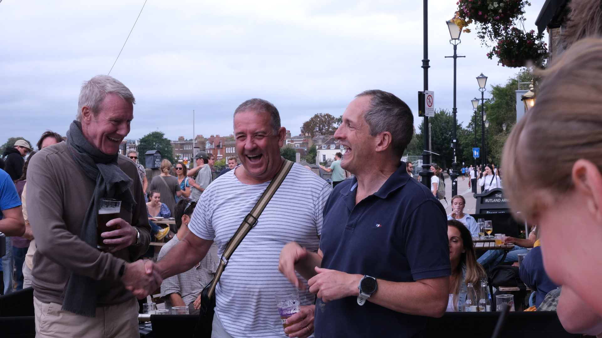 A relaxed pub celebration after the swim