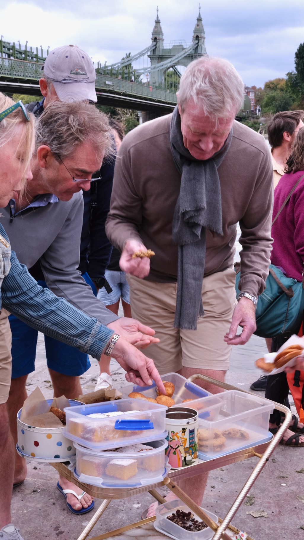 A table of homemade treats shared after the swim