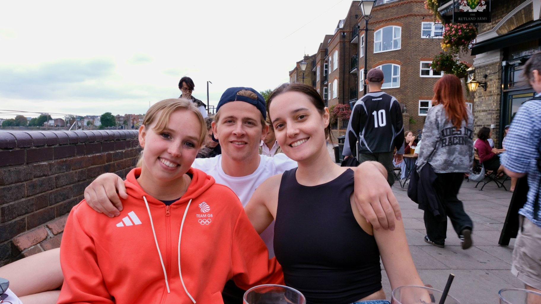 Friends enjoying a Thames swim together